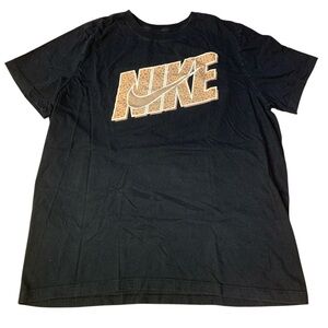 The Nike Tee Black Leopard Print Logo T-Shirt Size Large